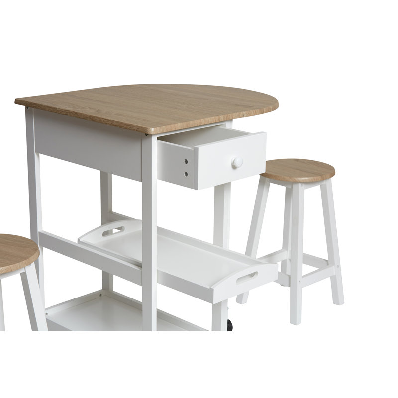 Lamine Extendable Dining Set, White, White