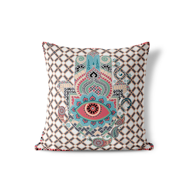 Housse et insert de coussin carré intérieur / extérieur en polyester Heavenly Hand, 26 po x 26 po, Brun