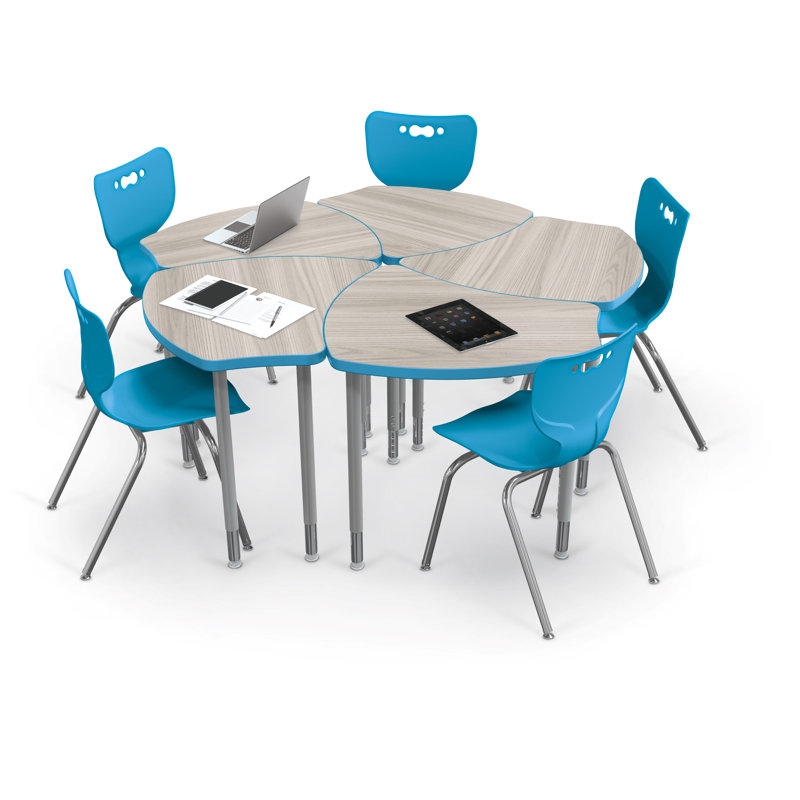 Chaise de bureau 5 étudiants, 18 po, Bleu, Orme
