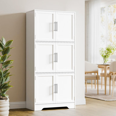 68.5" Kitchen Pantry Storage Cabinet, Cabinet with 6 Doors and 3 Shelves, Tall Food Pantry Cabinet, 4-Tier Cabinet for Kitchen, Living Room, Dining Ro by Lark Manor