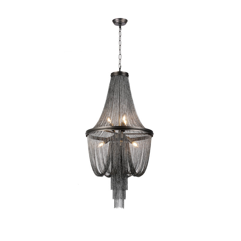 6-light Empire Graphite Tassel Chains Chandelier
