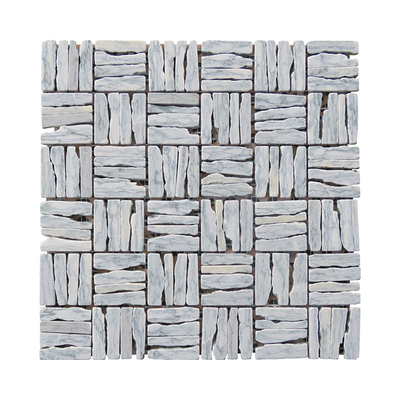Landscape Wonder 0.75" x 2" Natural Stone Grid Mosaic Wall & Floor Tile, Light Gray