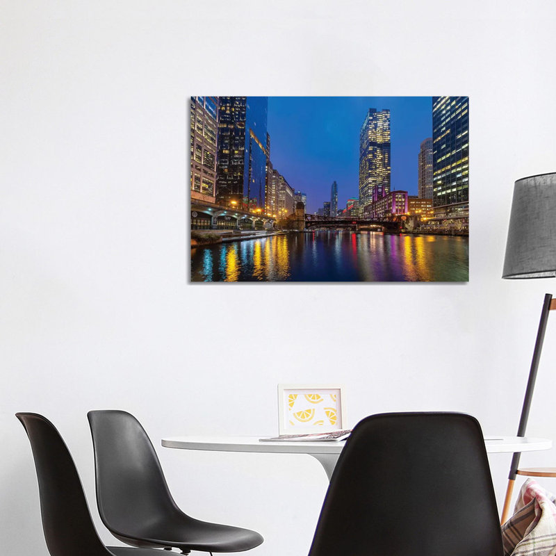 Chicago Night by Nejdet Duzen - Print on Canvas, Wrapped Canvas, 101.6 cm H x 66.04 cm W x 1.91 cm D