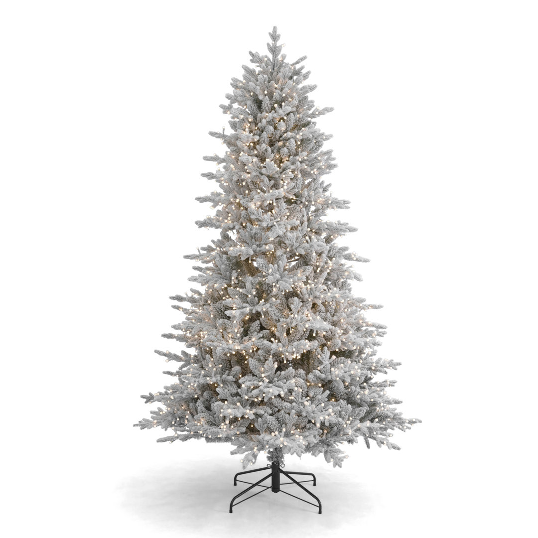 Dandan Flocked Lighted Artificial Christmas Tree - Includes a Tree Storage Bag and Remote Control Seasonal 