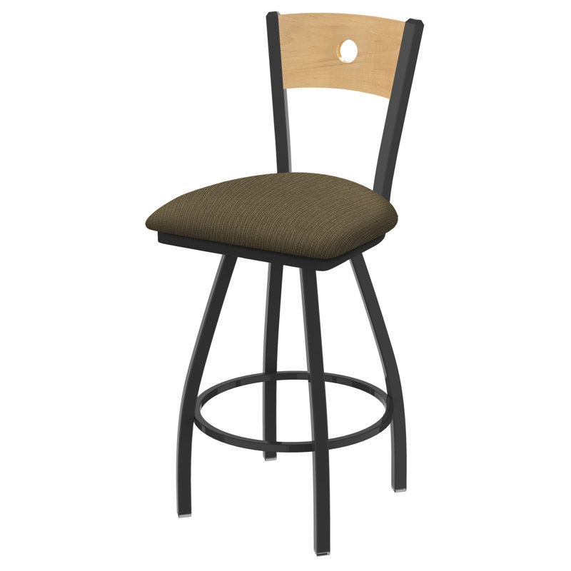 Tabouret pivotant Voltaire, Érable moyen, Étain, Siège graph en liège / dossier en érable nature