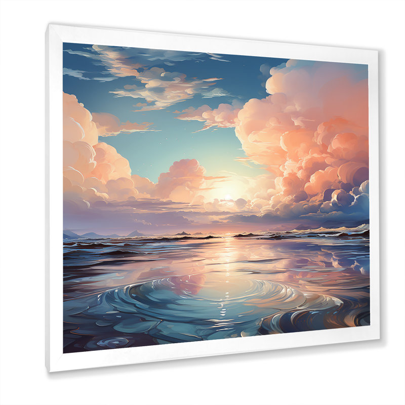 Clouds Charm Liquid Art - Clouds Canvas Print, White Single Picture Framed, 36" H x 36" W x 1.5" D