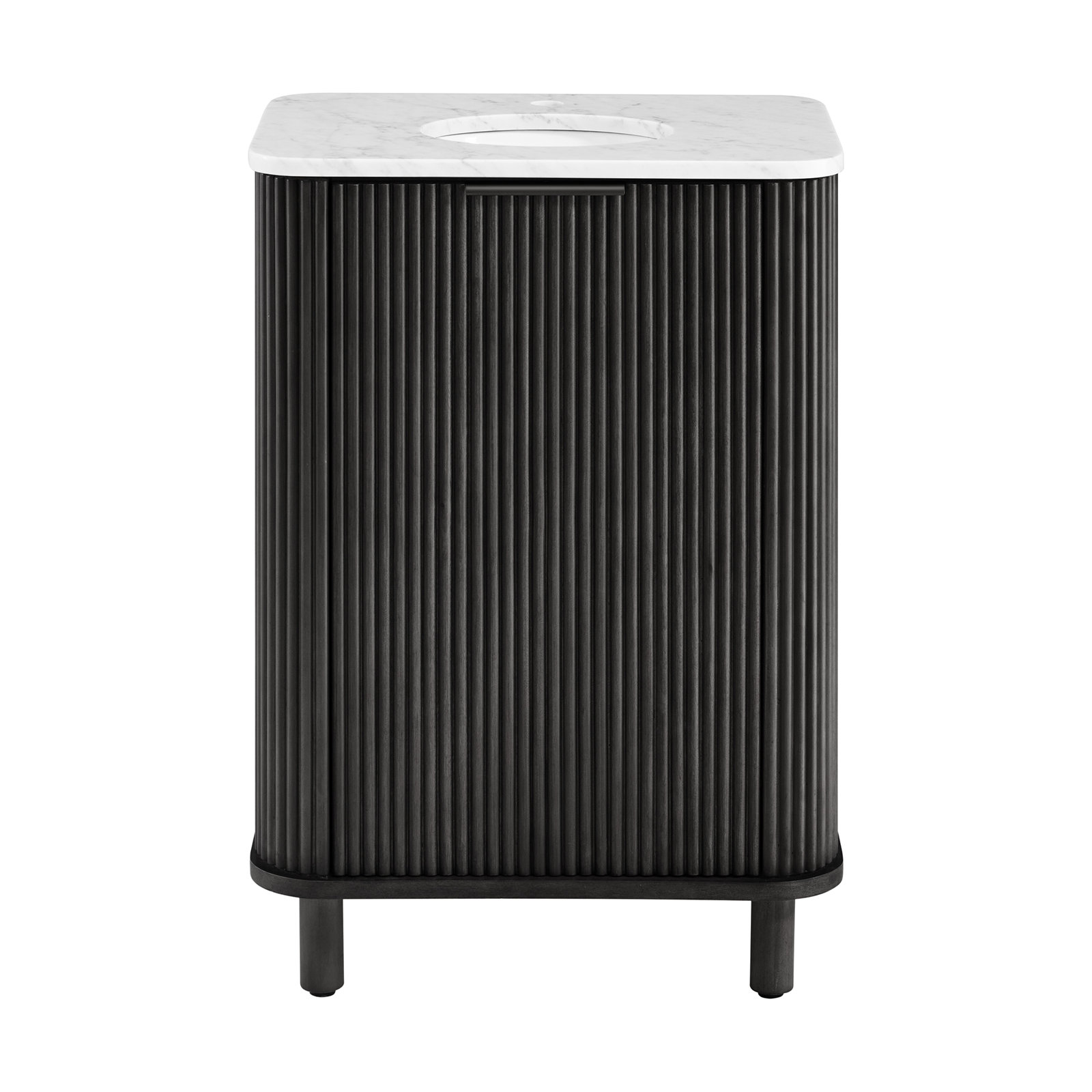 Nova 24" Marble Top Single Bathroom Vanity, Black Reeded