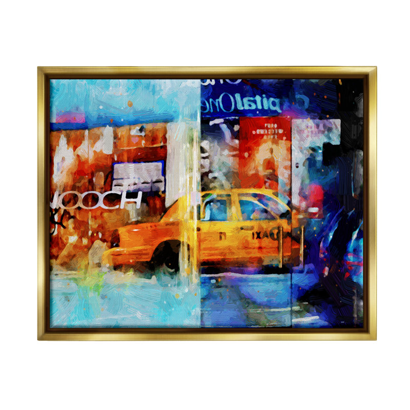 Impression moderne sur un collage de taxis sur bois, H 11 po x l 14 po x P 1,5 po, Estampe numérique Farmhouse