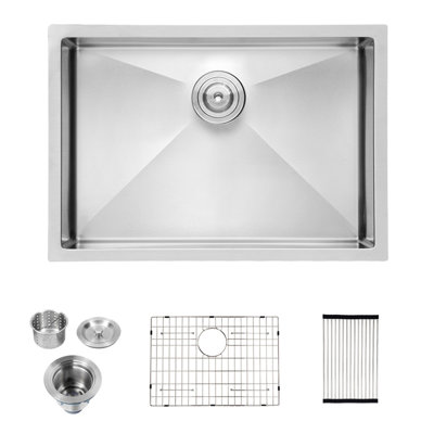 26 Inch Undermount Sink - 26"X18"X10" Undermount Stainless Steel Kitchen Sink 16 Gauge 10 Inch Deep Single Bowl Kitchen Sink Basin