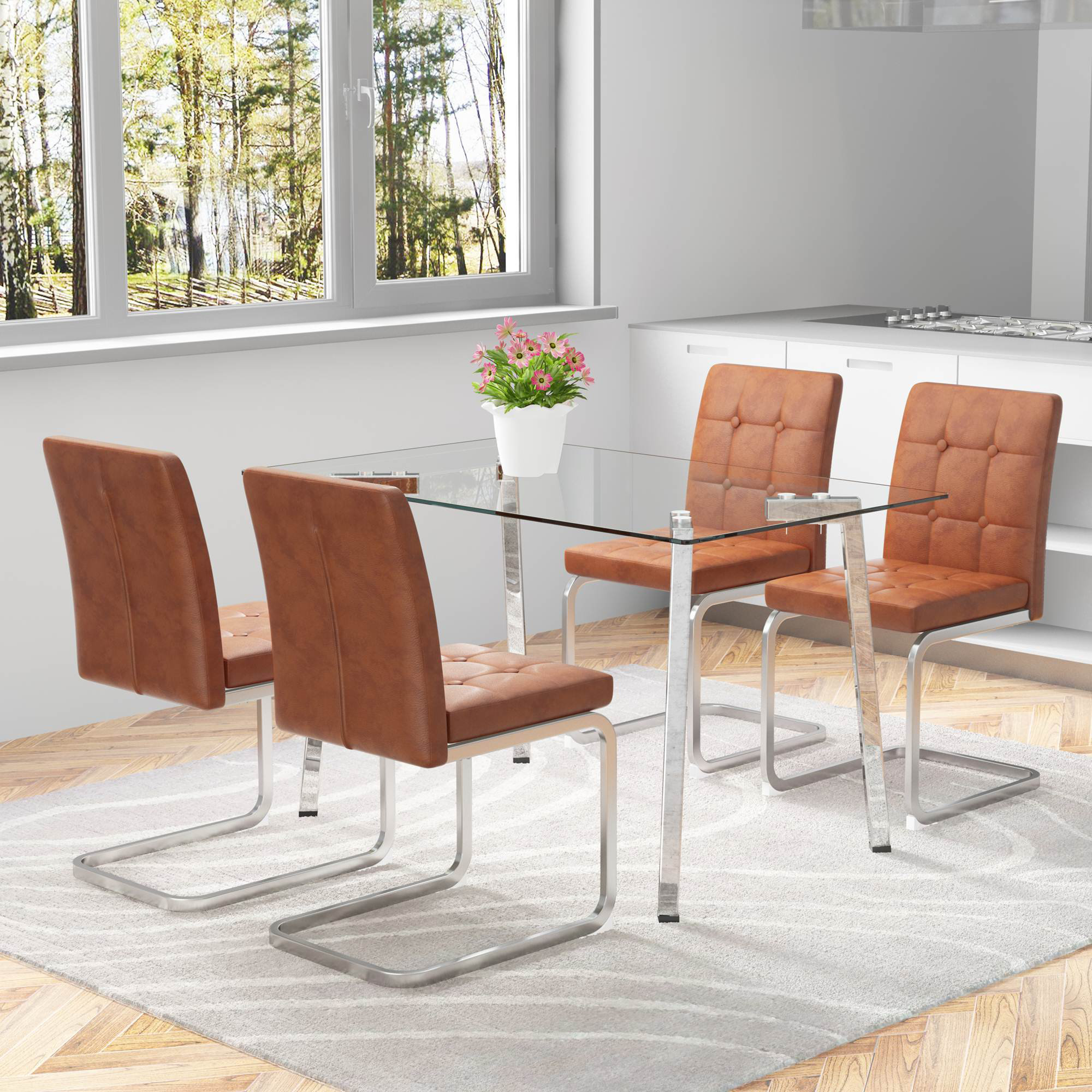 Ivy Bronx Dekorion 5 - Piece Glass Top Dining Set | Wayfair