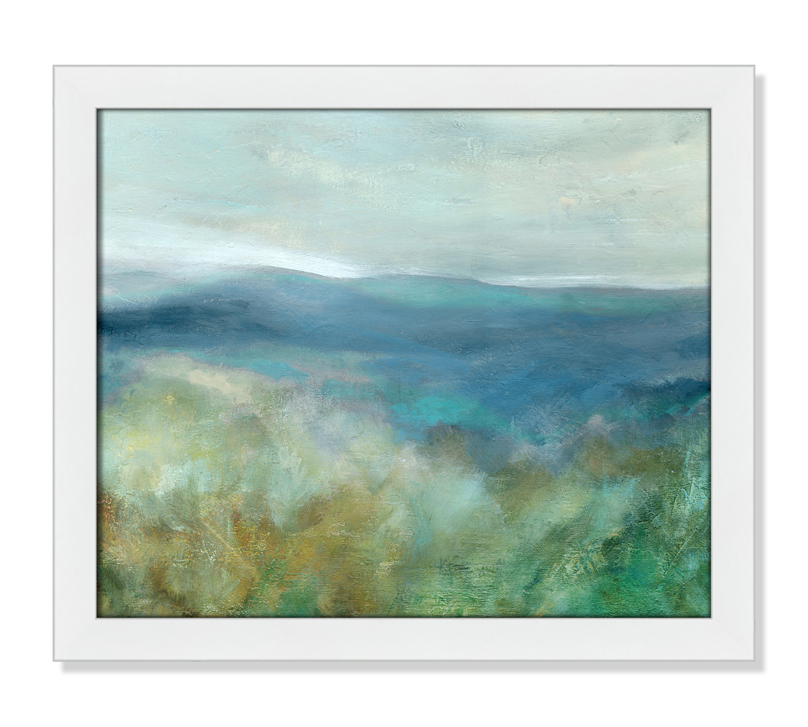 Adamsville "Blue Mountain Overlook" Painting, 17" H x 20" W x 1.12" D, White Framed