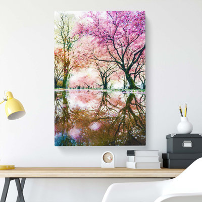 Reflection Of The Blossom Trees - Wrapped Canvas
