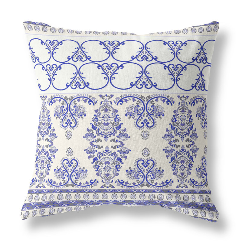 Housse et insert de coussin carré Stevensville, Blanc cassé / Bleu, 18 po x 18 po
