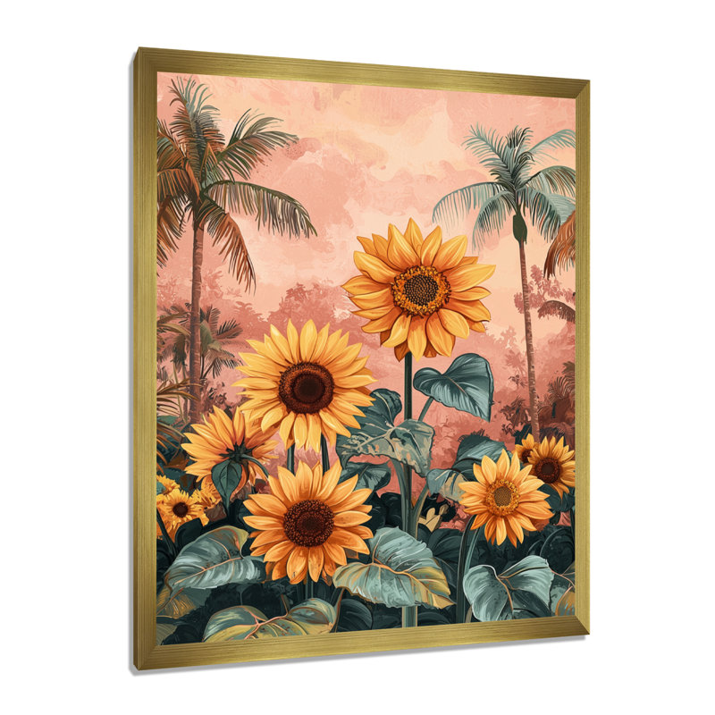 Drimit - Floral Wall Art Prints, H 20 po x l 12 po, Reproduction encadrée d'une seule photo, Doré