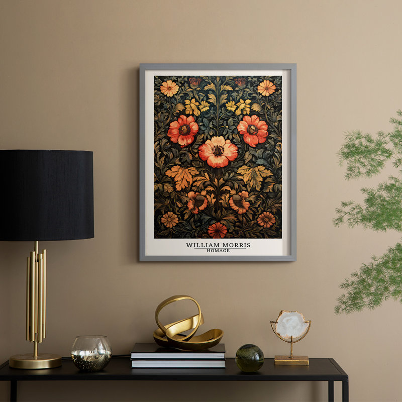 WM MORRIS Series III Framed Print - Solid Wood, H 21 po x l 17 po, Rouge