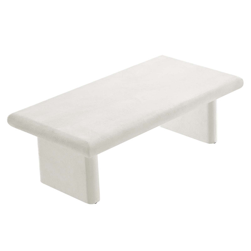 White Concrete Textured MDF Mango Wood Coffee Table