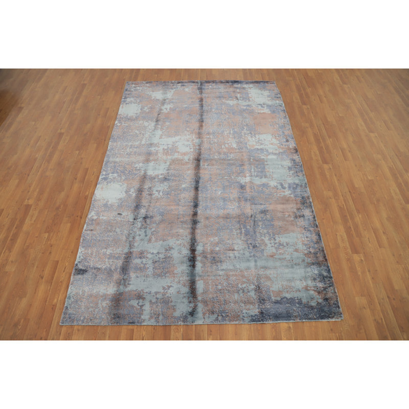 Tapis oriental délavé à motif abstrait 7 x 10