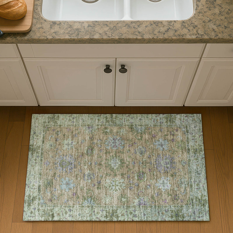 Premium Machine Washable Mayfield AMF2052 Global Rug, 1'8" x 2'6", Brown