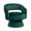 Fauteuil d'appoint pivotant moderne pour adultes, structure en bois massif et revêtement en velours vert