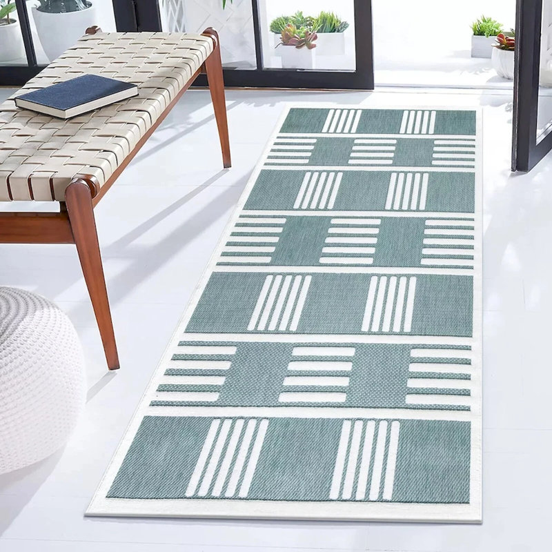 Modern Non-Slip Area Rugs – Emerald Cream – Living Room, Hallway Runner, Kitchen & Door Mat – Multiple Sizes