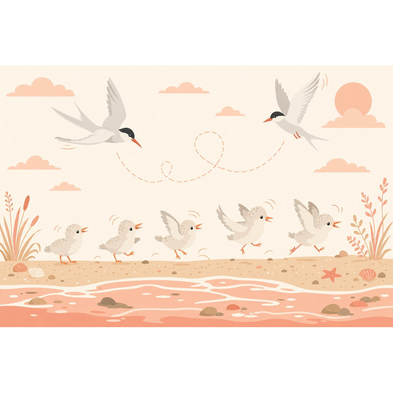 Papier peint oiseaux de bord de mer, scène de plage douce, 140 po x 108 po, Non tissé