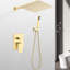 Douche à pluie de 12 po en laiton doré - Fixation murale, buse autonettoyante pour une salle de bain envoûtante, laiton standard américain, expérience en douceur,-125519080