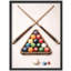 Classic Billiards Table Setup Framed Wall Art Prints - Cue Sticks and Pool Balls for Game Room Office-125120578-125120581