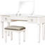 Coiffeuse de chambre à coucher avec miroir - Meuble-lavabo en miroir facile et surface pour rangement rabattable - Tabouret inclus