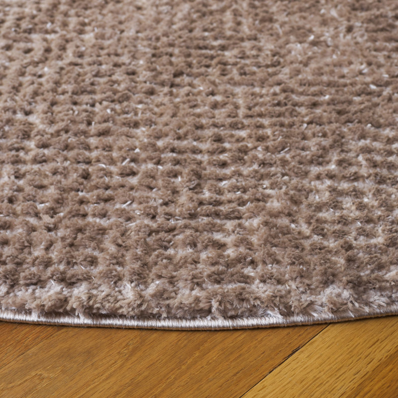 Veerpal Penelope Shag Performance Solid Color Rug, Round 6'7"