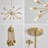 18-Light Sputnik Gold Chandelier, Mid-Century Modern Ceiling Light With Adjustable Rods