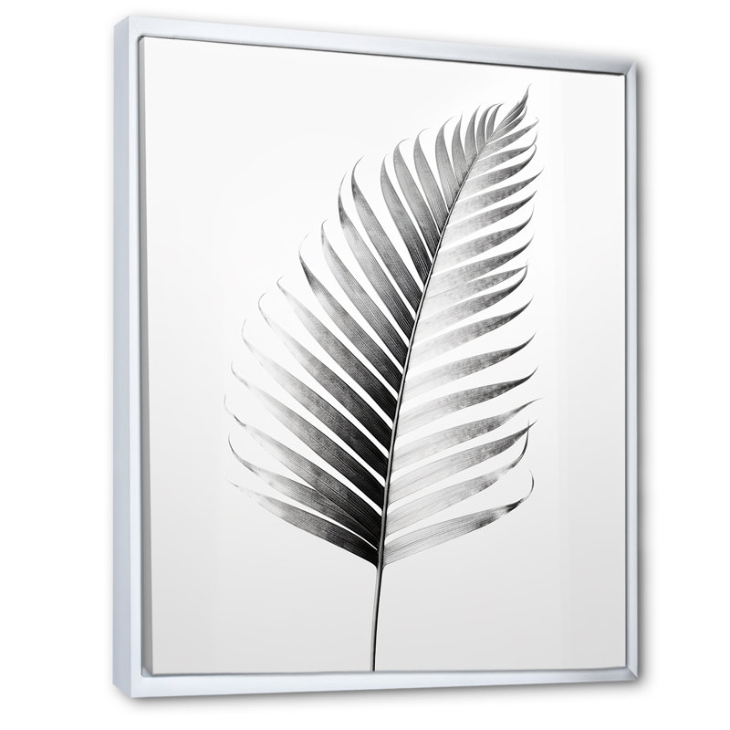 "Minimal Botanicals", feuille unique sur fond beige I - Fleurs, art mural sur toile, H 32 po x l 24 po x P 1 po