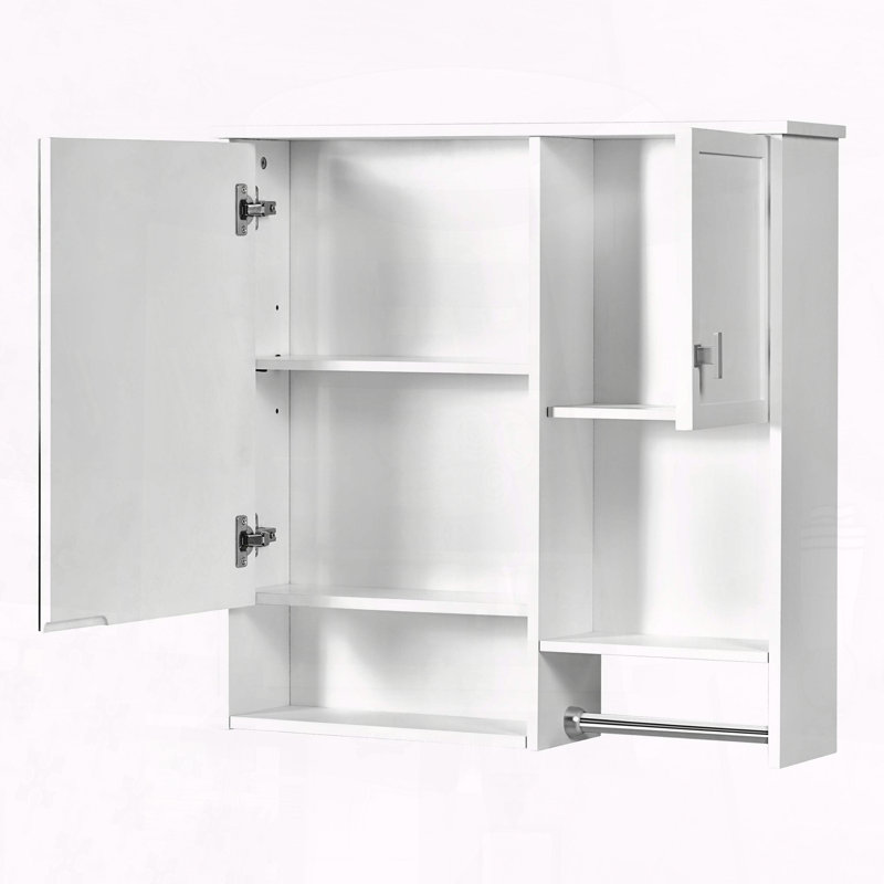 29 x 28 Inch Modern Wall Mounted Medicine Cabinet with Towel Bar - White, White