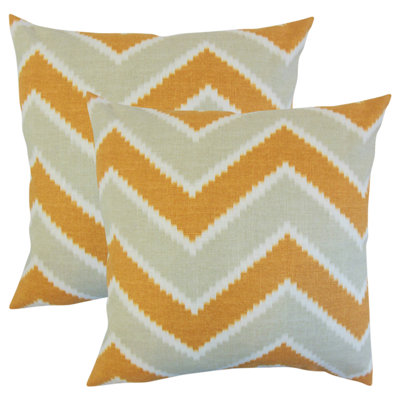 Chevron Feather Linen Reversible Throw Pillow