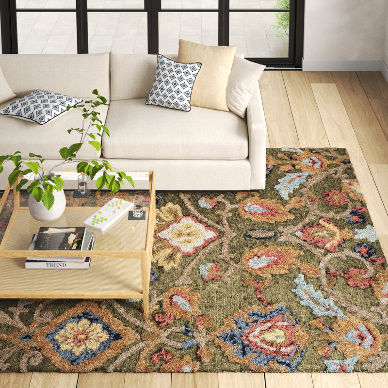 Tansy Wool Floral Indoor Rug, Rectangle 2'3" x 4'