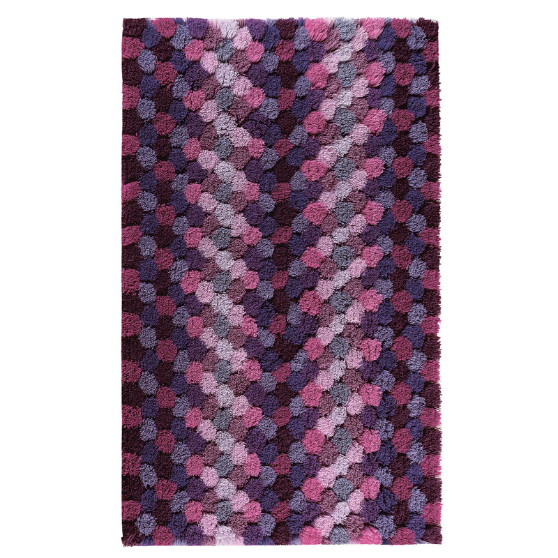 Color Bubble Geometric Bath Rug, 24" W x 39" L, Pink