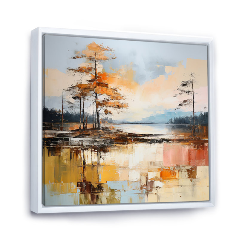«Lake Summer Charm» sur toile, H 30 po x l 30 po x P 1 po, Cadre flottant blanc