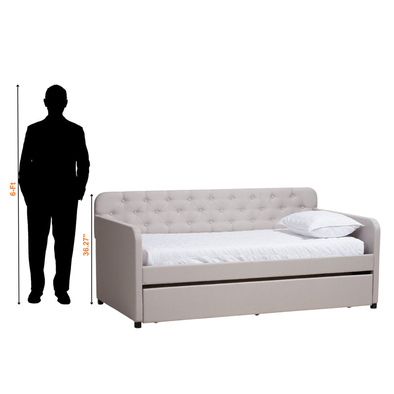 Moonstone Modern Fabric Button-tufted Sofa Daybed in Beige, 36.27'' H X 81.78'' W X 42.46'' L, Beige