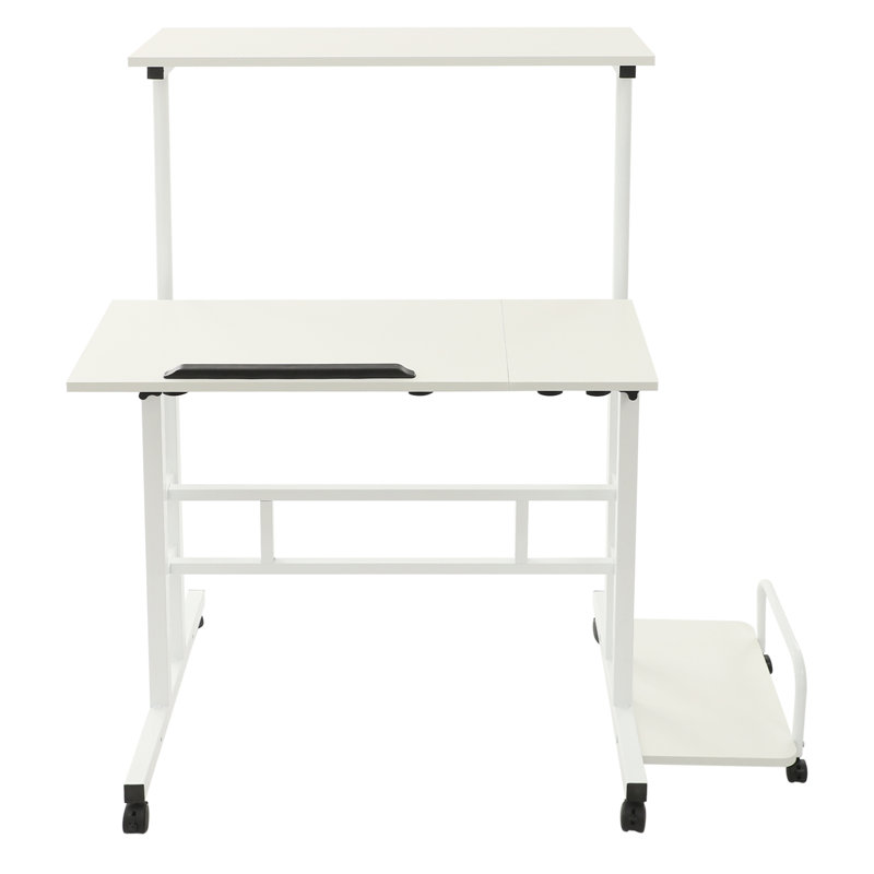 Adjustable Height Foldable Steel Standing Desk, White