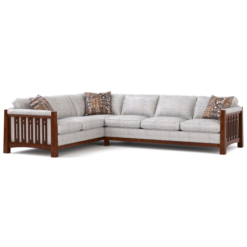 Highlands Sectional, Medium Wood, Right Hand Facing