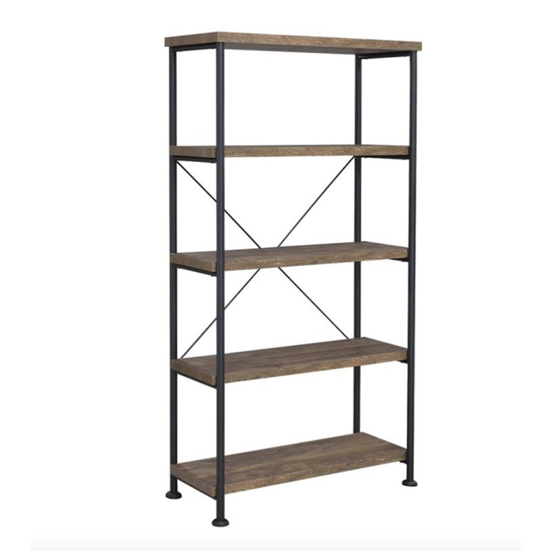 Fallon Etagere Bookcase, Rustic Oak, 63" H x 31.5" W x 14.25" D