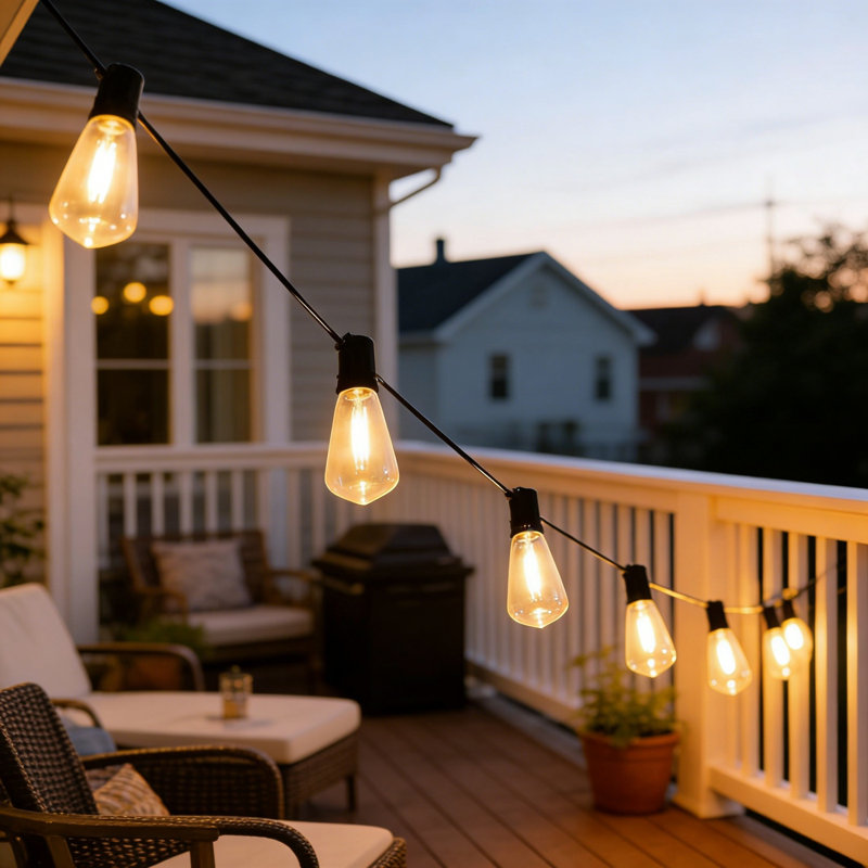 Guirlande de 150 lumières DEL d'extérieur, intensité variable, 75 ampoules Edison