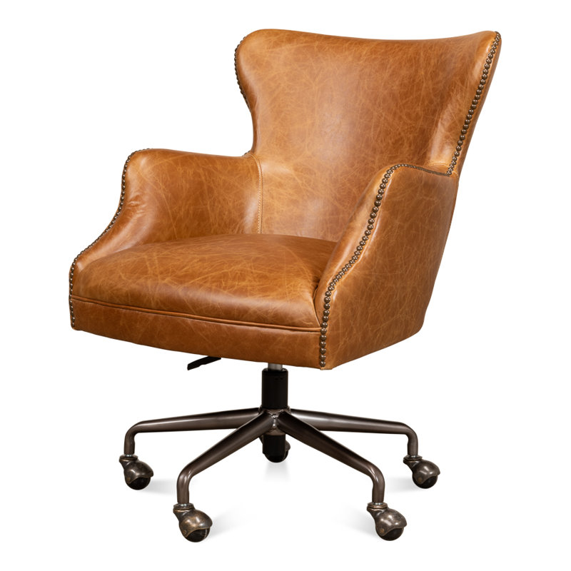 McKellen Leather Swivel Executive Chair, Cuba Brown
