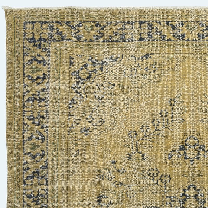 Tapis rustique unique fait à la main Rustic, tapis turc délavé des années 1960