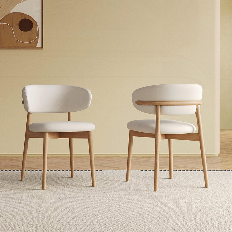 Mid-Century Modern Wooden Dining Chairs (Set of 2)
