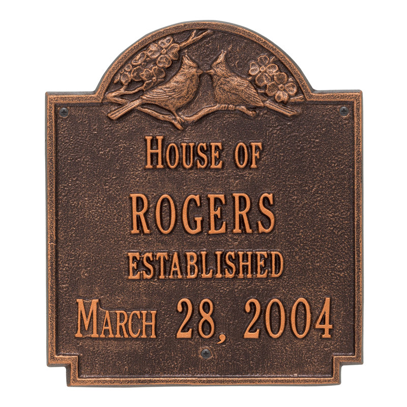 Cardinal 4-Line Wall Address Plaque, Antique Copper, Yes