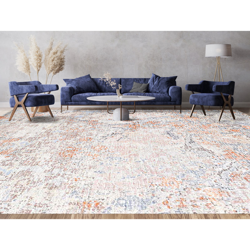 Neo Villa Floral Area Rug in Gray, Rectangle 8' x 10'