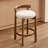 Mid-Century Beige Linen Bar Stools Set of 4 - Counter Height Stools 25.5 Seat Height With Low Back & Soild Wood Frame, Upholstered Cushion Kitchen Bar Stools for Counter-1030619024-1029116424-1030619022