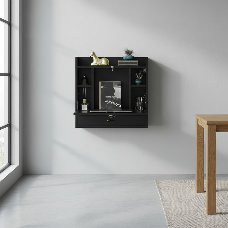 Bureau pliant mural Basicwise, Noir