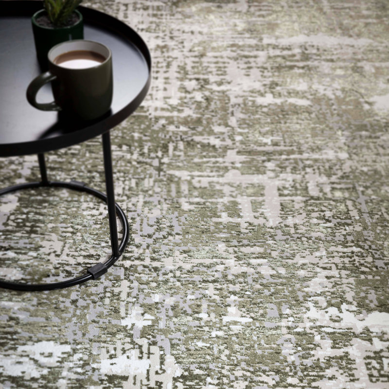Annu Abstract Green Area Rug, Rectangle 80 x 150 cm