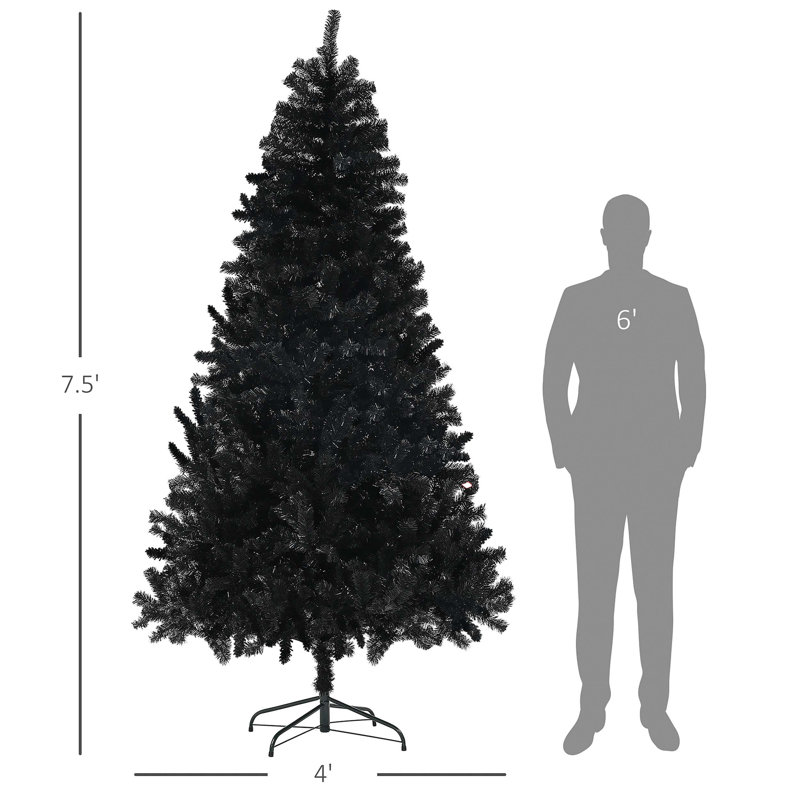 Arbre de Noël artificiel régulier (double) avec aiguilles noires, 7'